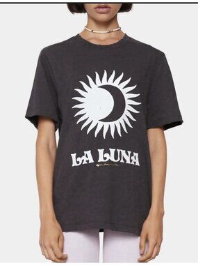 Spiritual Gangster La Luna Graphic Print Short Sleeve T-Shirt Charcoal Size XS